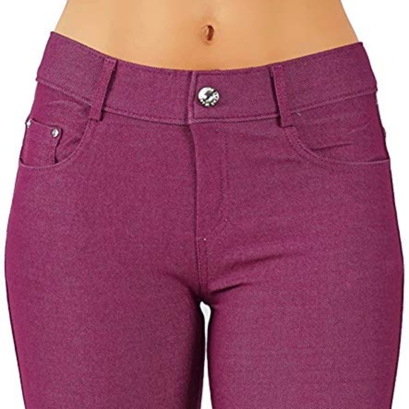 Jean Look Jeggings Tights Slim Fit Pull Up Pants  - Picture 4 of 5